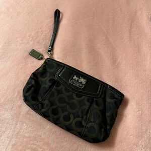 Coach Signature Classic Black Monogram Wristlet